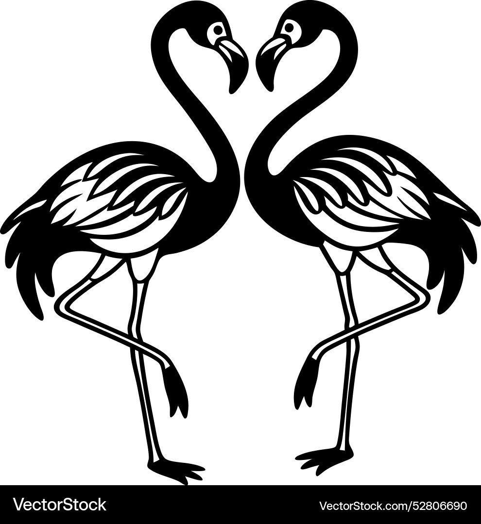 Simple pair of flamingos dancing with their necks Vector Image