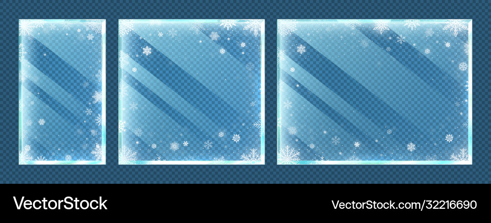 Winterglasrahmen mit Snowflakes Vektorbild
