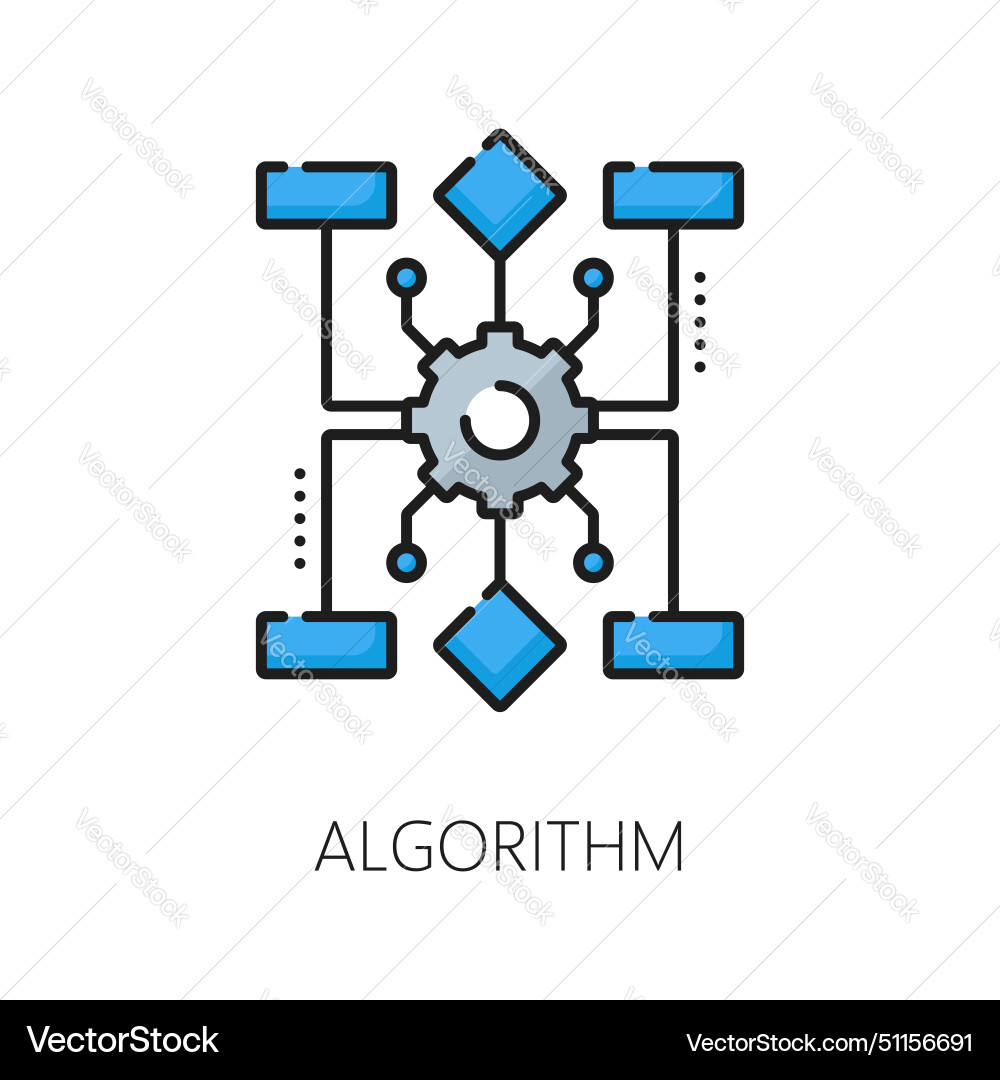 Ai algorithm machine learning technology line icon Ai algorithm machine learning technology line icon vector image