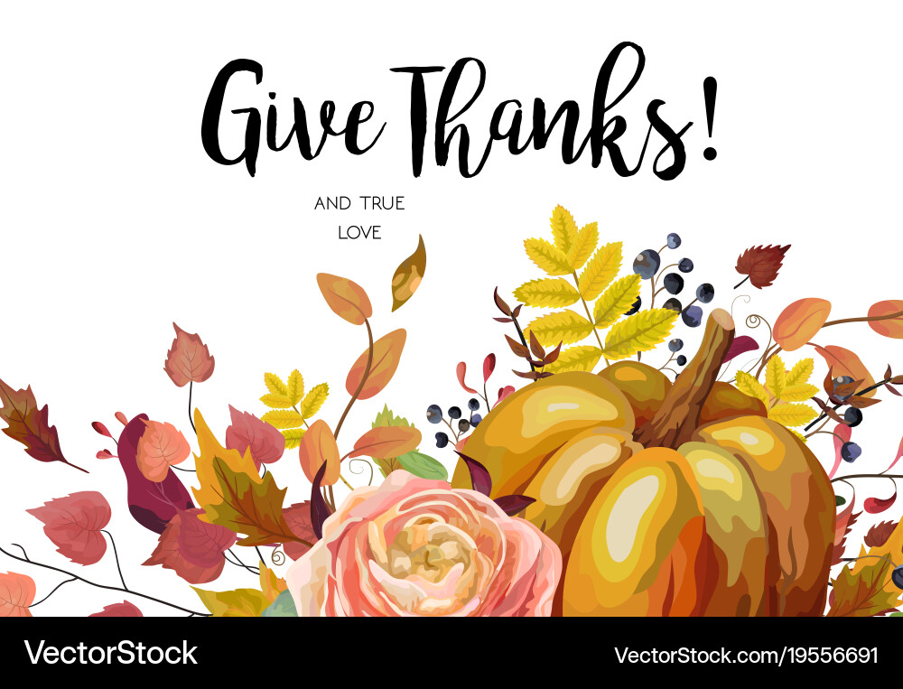 Autumn Thanksgiving Floral Card Vector Image