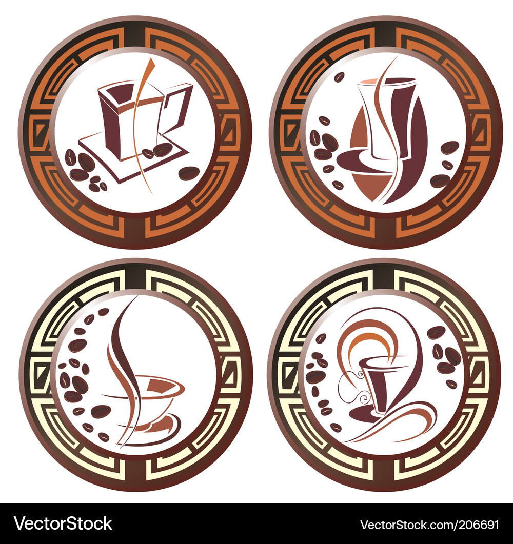 Kaffeepause Icons Set Vektorbild