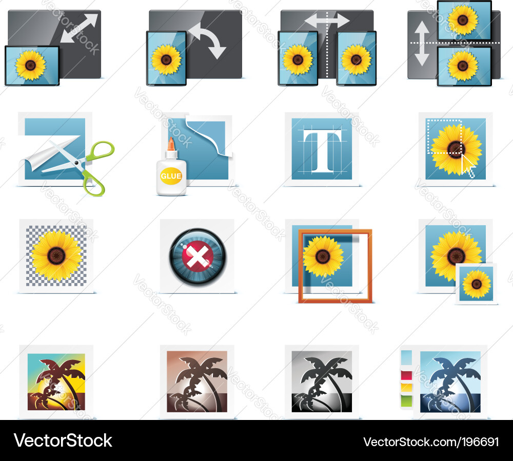 Photo Editing Icons Vector Image