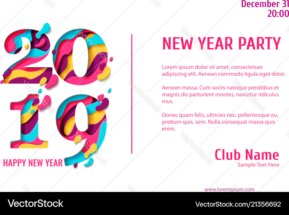 2019 happy new year paper cut banner 2019 happy new year paper cut banner vector image