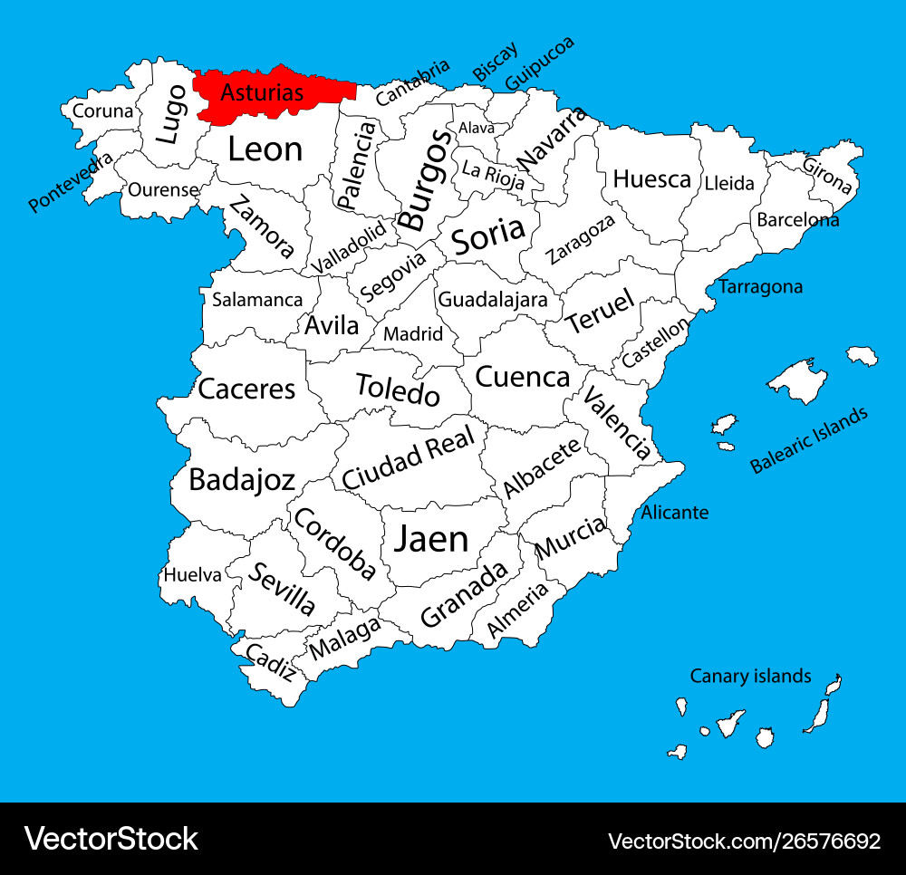 Asturias map spain province administrative Asturias map spain province administrative vector image