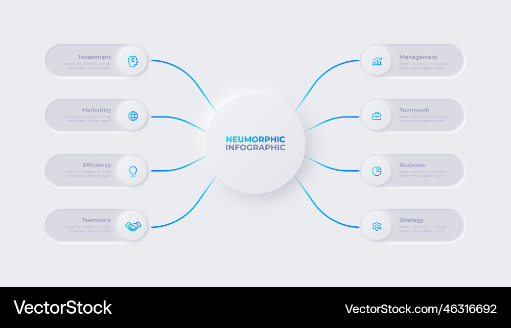 Central circle with rounded elements on the both Central circle with rounded elements on the both Vector Image