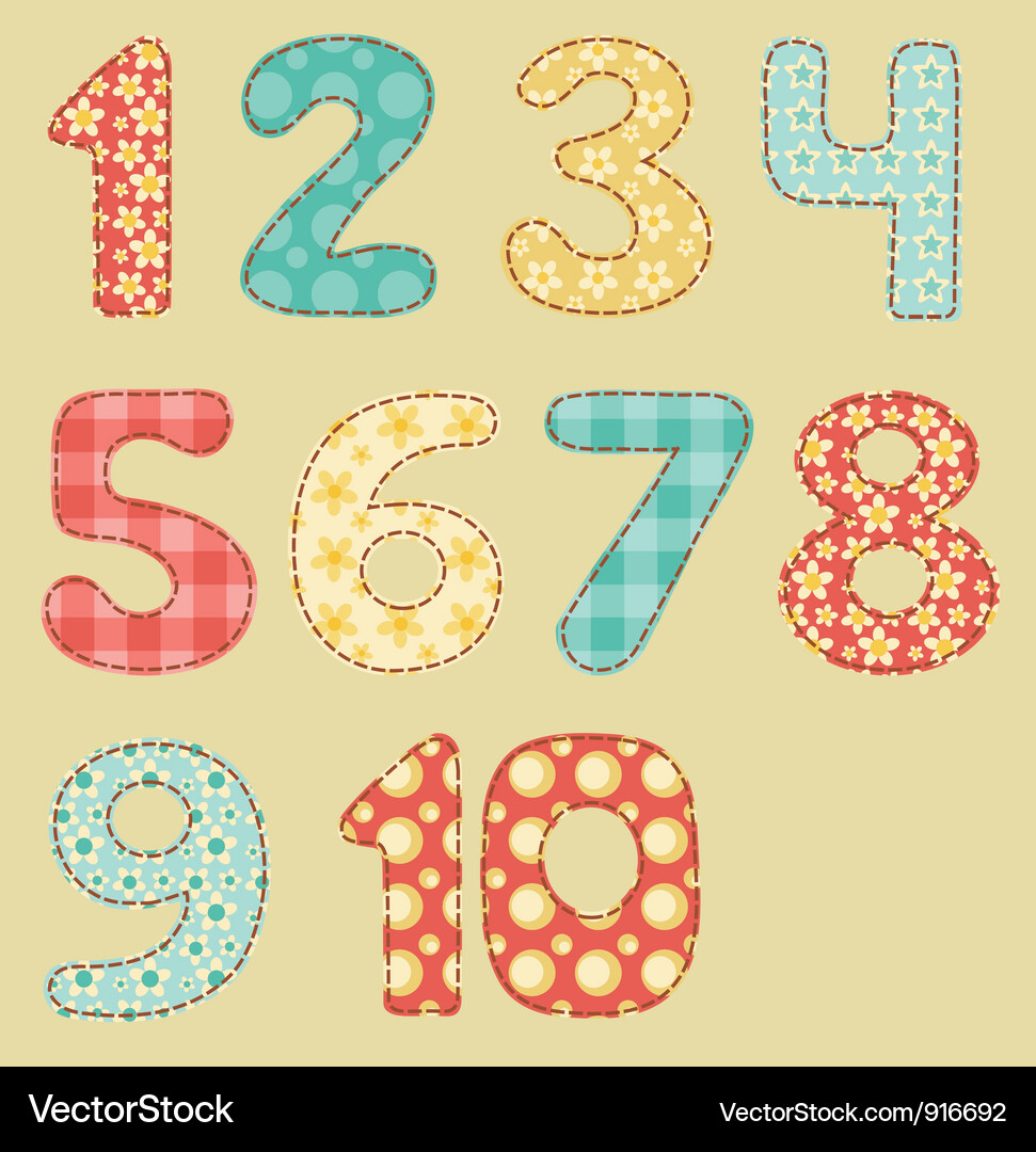 Colorful Number Patchwork Set Vector Image