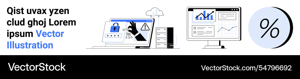 Cybersecurity and data analysis secure servers Cybersecurity and data analysis secure servers vector image