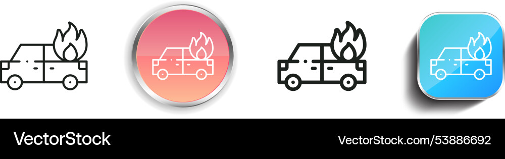Fire icon thin linear regular and button style vector image
