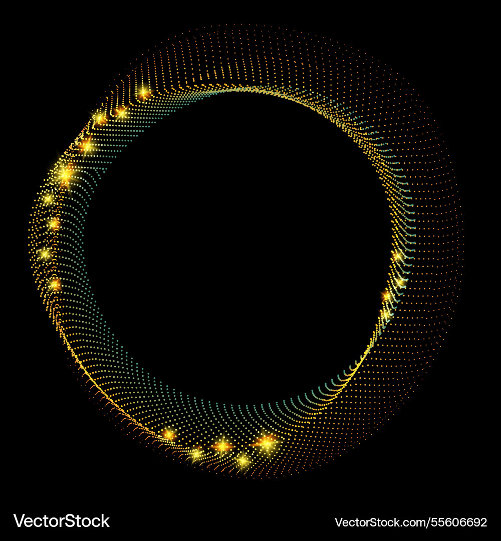 Flowing colorful round frame with dots particles Flowing colorful round frame with dots particles Vector Image