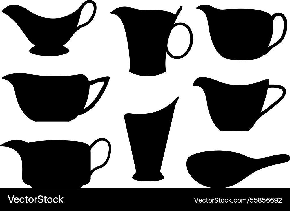 Group of different gravy sauce boats Group of different gravy sauce boats vector image