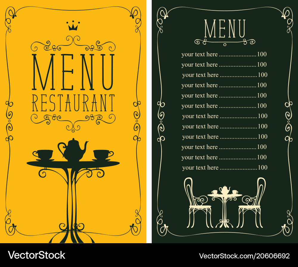 Menu with price image of served table and chairs Menu with price image of served table and chairs vector image