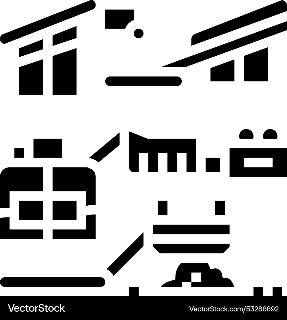 Ore processing mining glyph icon Vector Image