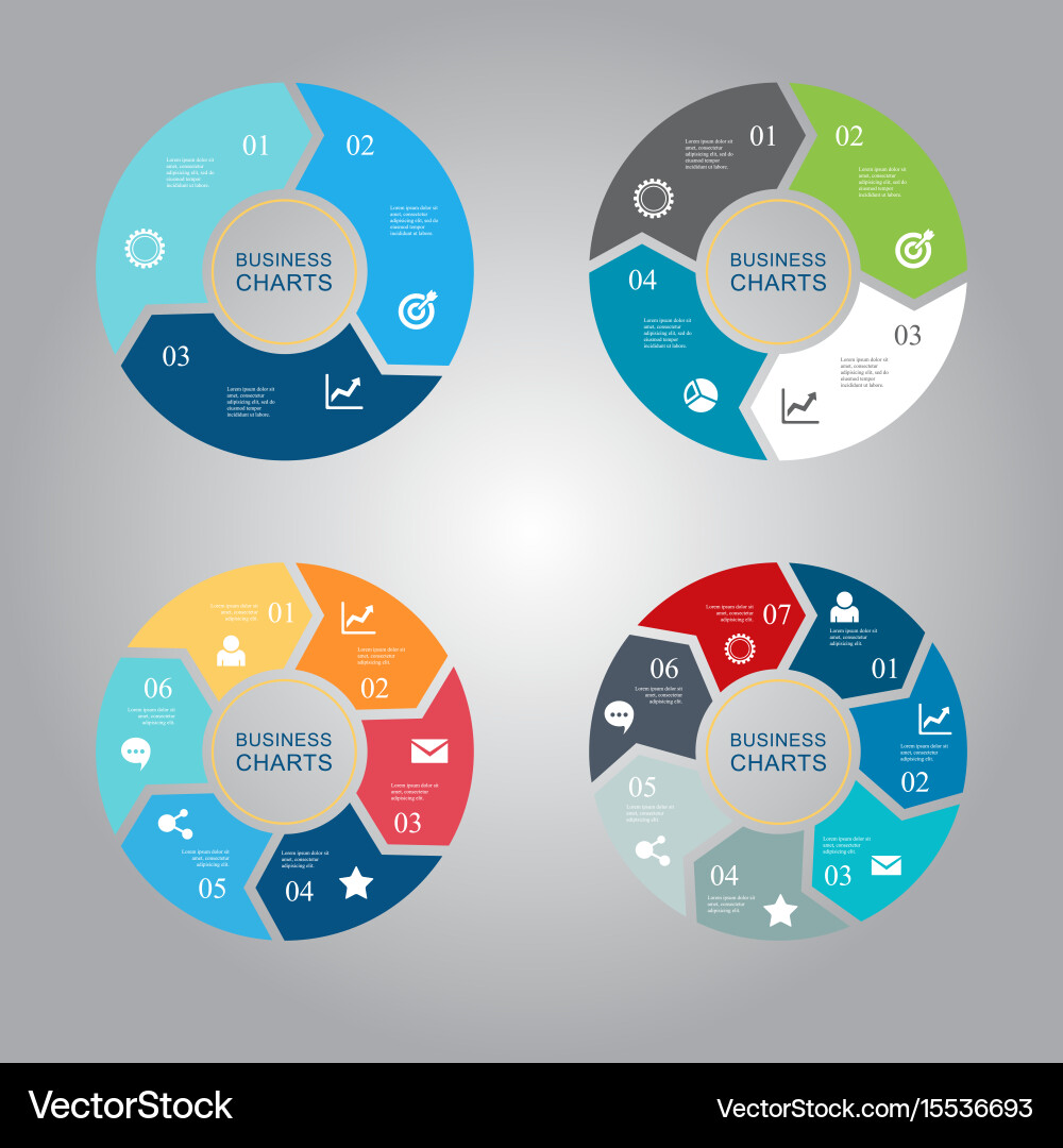 Business Circle Charts and Graphs Set vector image