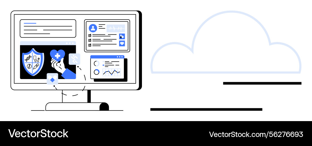Digital health dashboard with cloud integration Digital health dashboard with cloud integration Vector Image