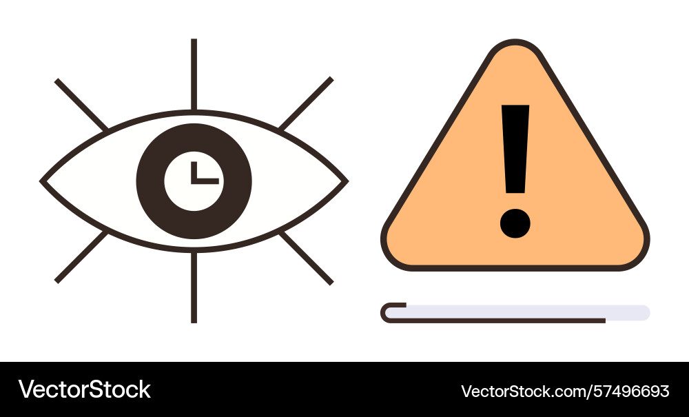 Eye with clock and warning triangle depicting Eye with clock and warning triangle depicting vector image