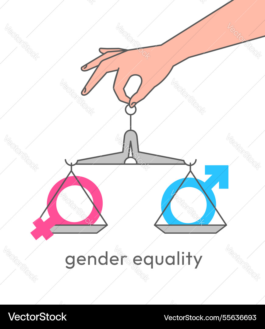Female and male gender equality concept with scale Female and male gender equality concept with scale vector image
