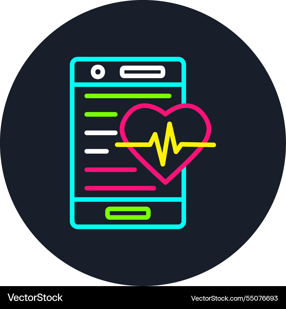 Heart rate line multi color icon Vector Image
