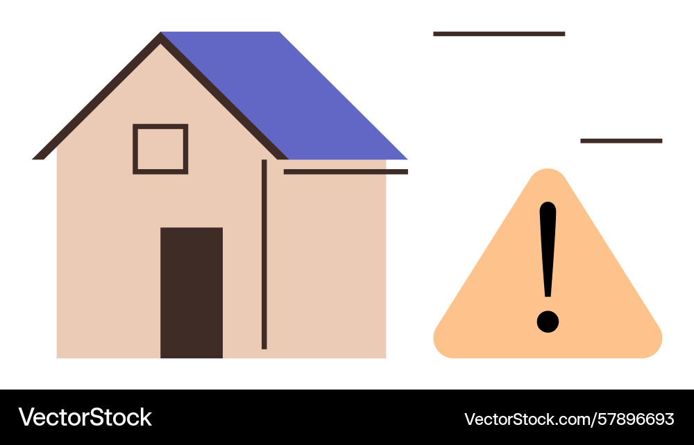 House structure with attention symbol emphasizing Vector Image