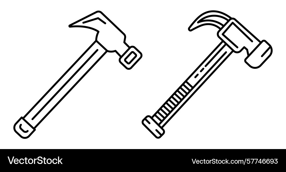 Set of hammers template flat and line icons Vector Image