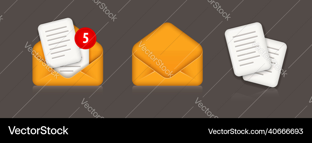 Set of mail icons envelopes with new inside Vector Image