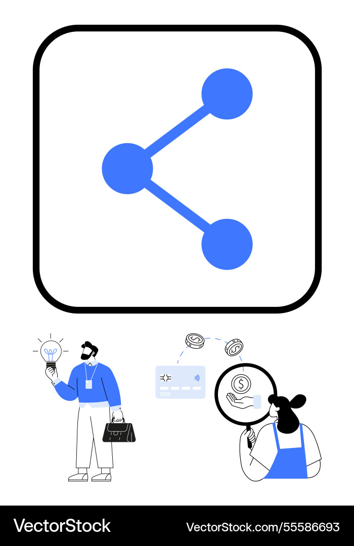 Sharing icon with business figures analyzing data Sharing icon with business figures analyzing data vector image