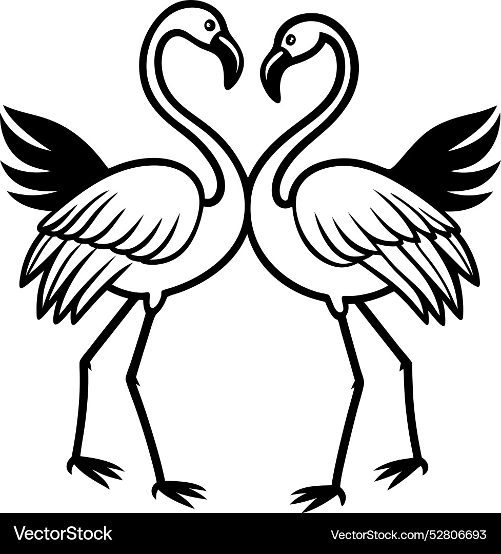 Simple pair of flamingos dancing with their necks Vector Image