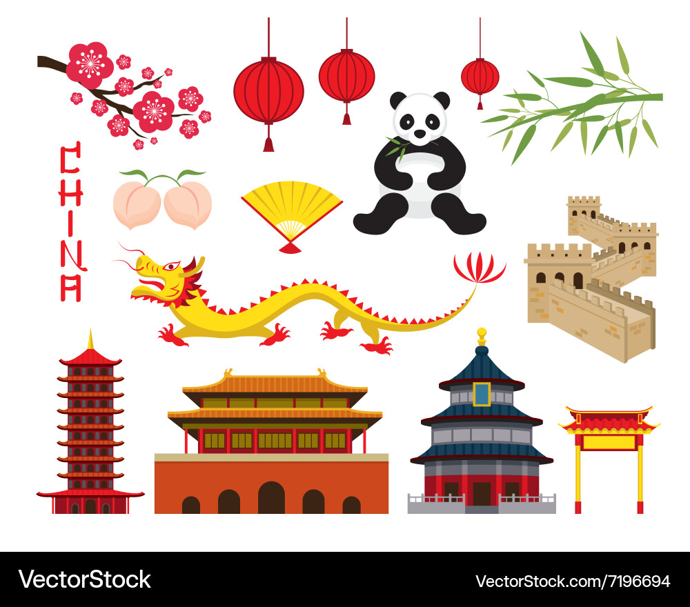 Chinese Objects Collection Vector Image