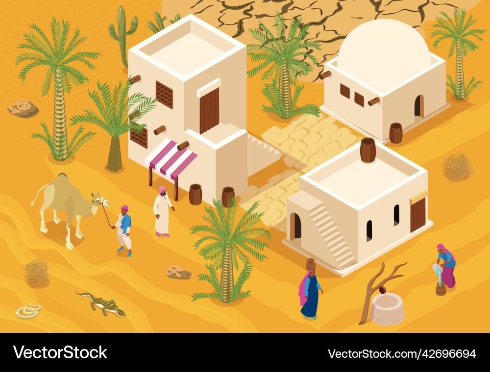 Desert isometric background Royalty Free Vector Image
