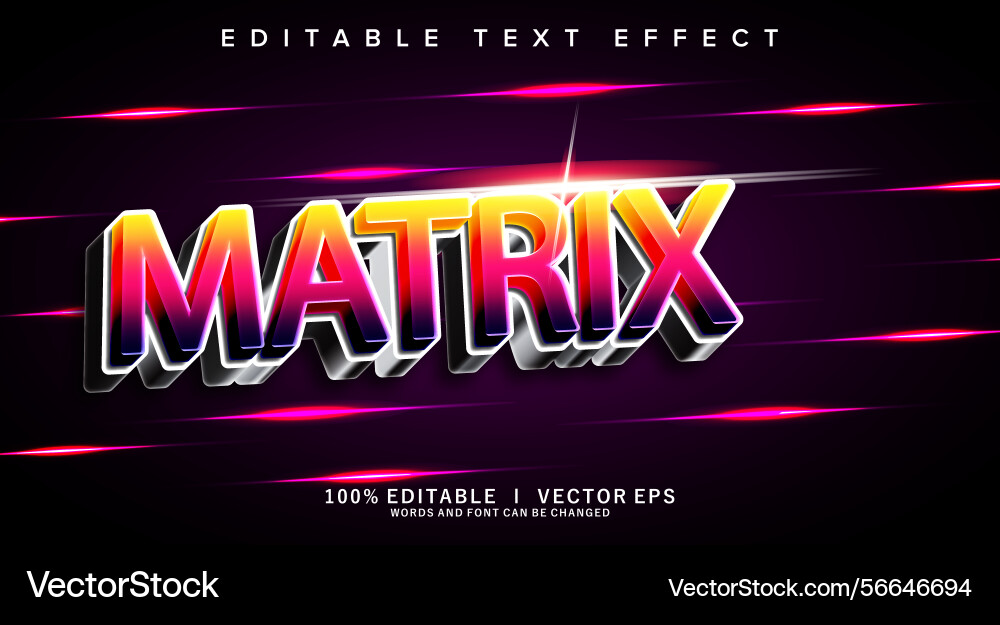 Matrix 3d text effect with modern style design Matrix 3d text effect with modern style design vector image