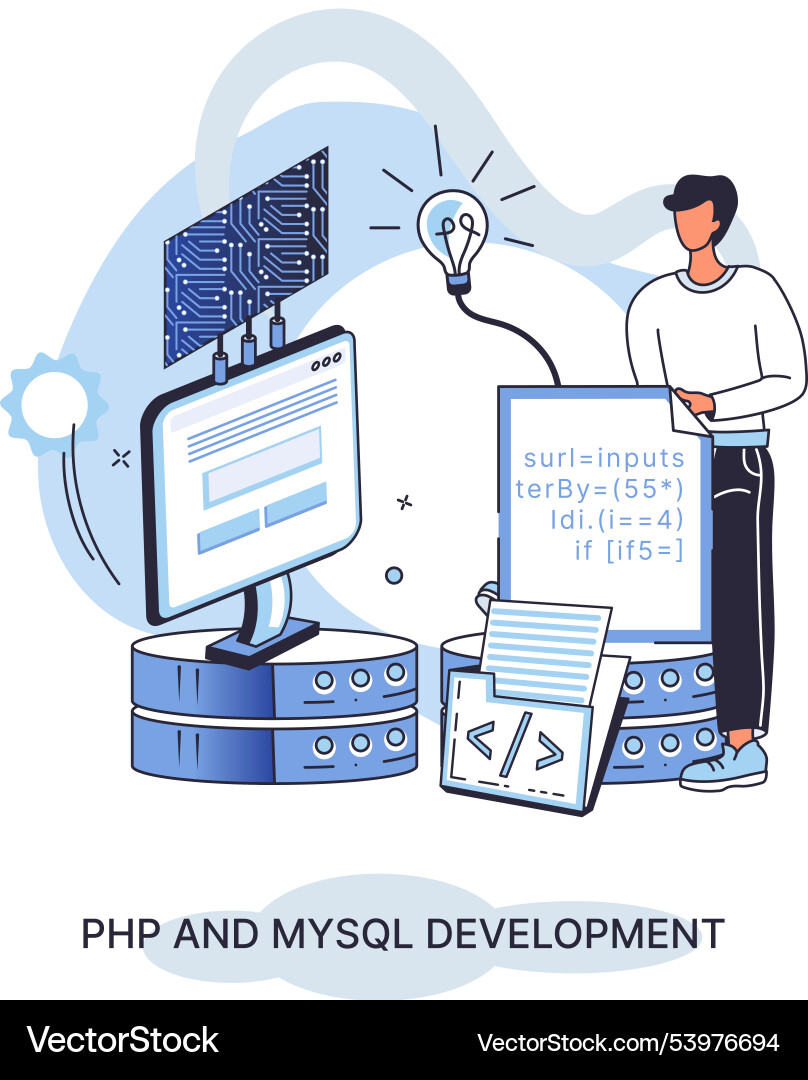 Php and mysql development software website Php and mysql development software website vector image