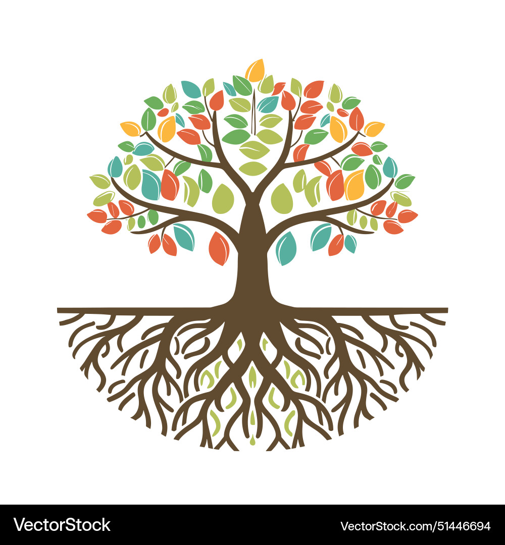 Tree with roots Tree with roots Vector Image