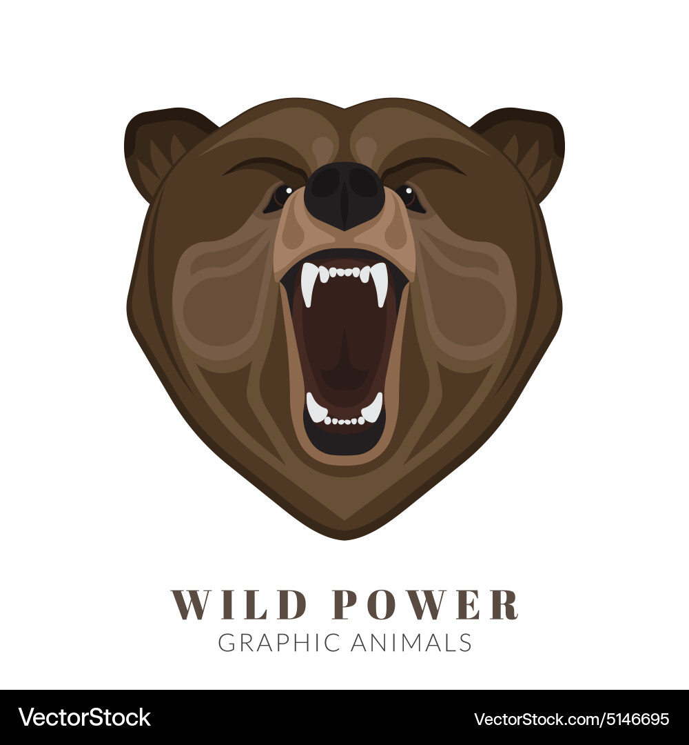 Angry Screaming Bear Head Vector Image