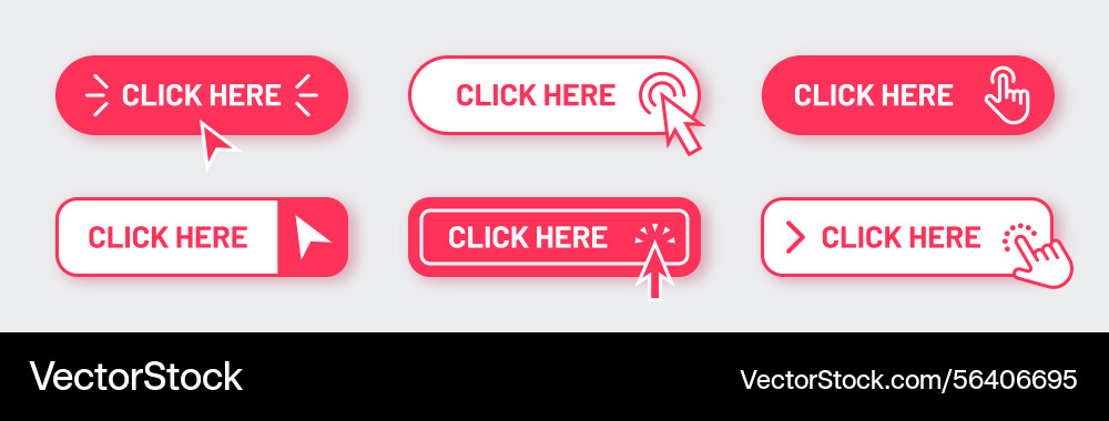 Click here button order now shop link mouse web Click here button order now shop link mouse web vector image