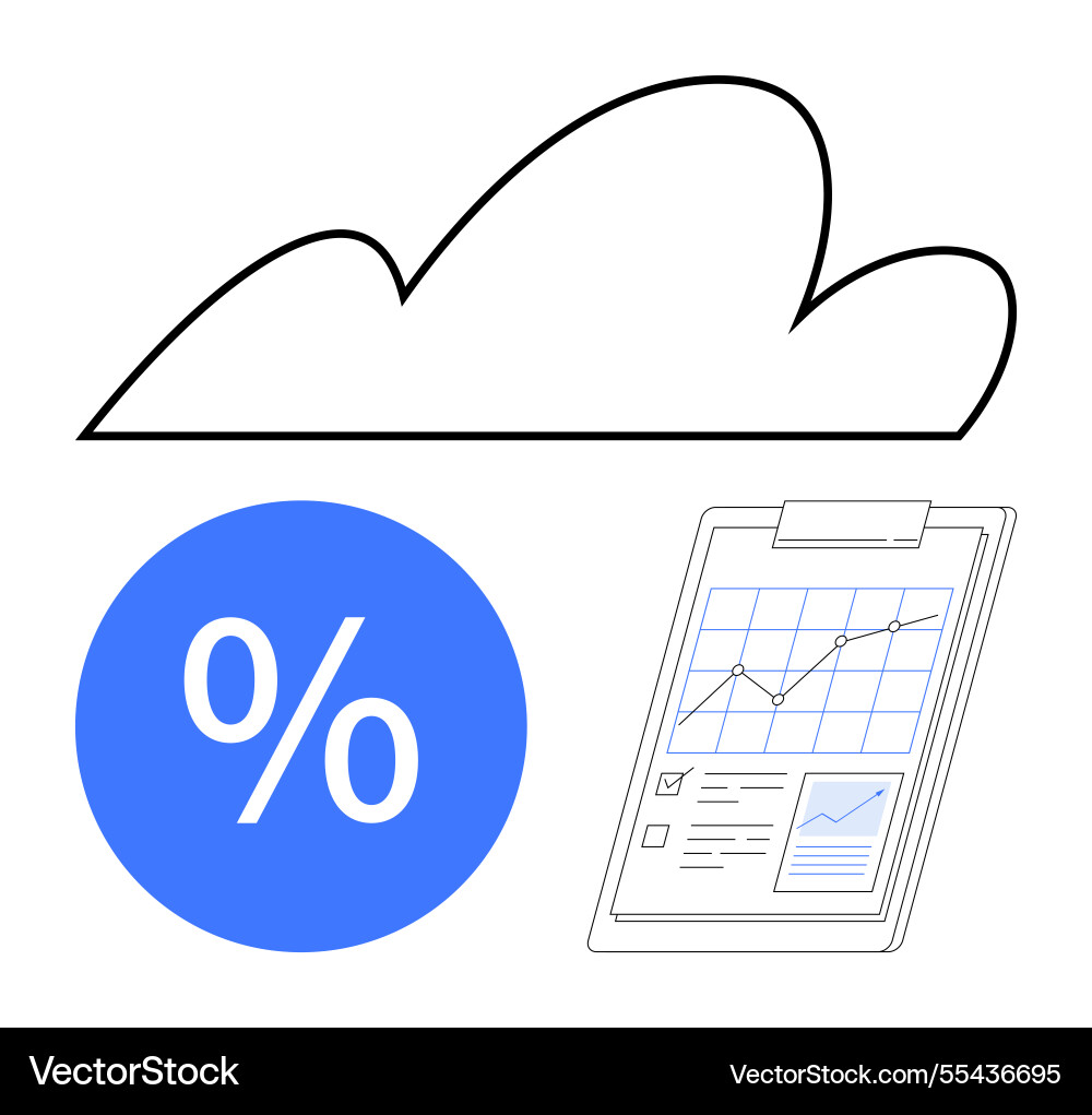 Cloud storage data analysis and statistical review vector image