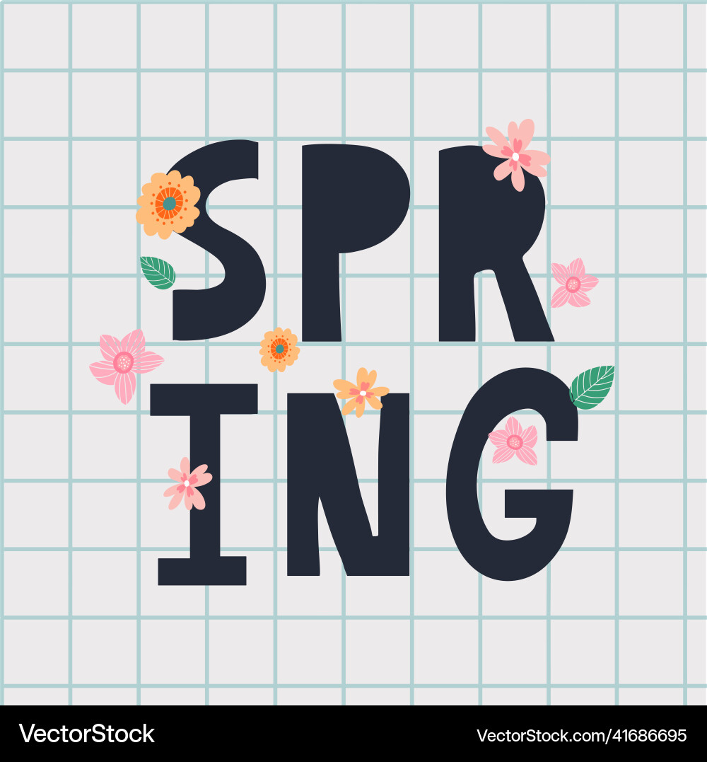 Hello spring hand logotype badge typography icon Vector Image