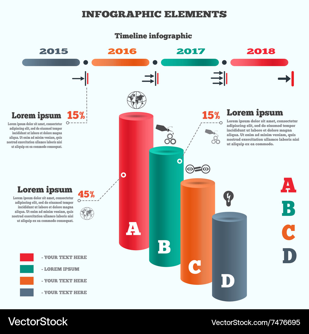 Infographics elements icon set cylinder solid Vector Image