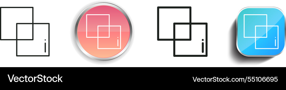 Intersect icon thin linear regular and button Intersect icon thin linear regular and button vector image