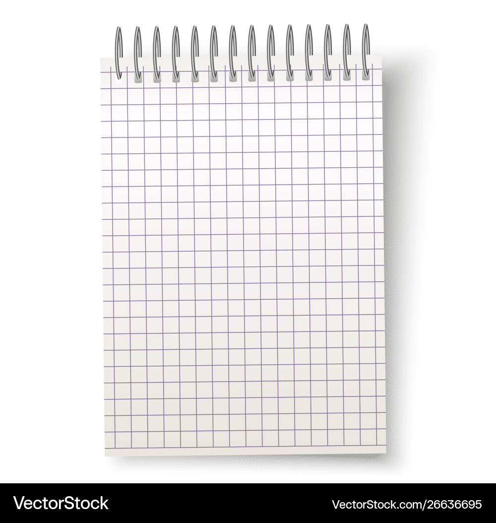 Realistic blank spiral notebook with square Realistic blank spiral notebook with square vector image