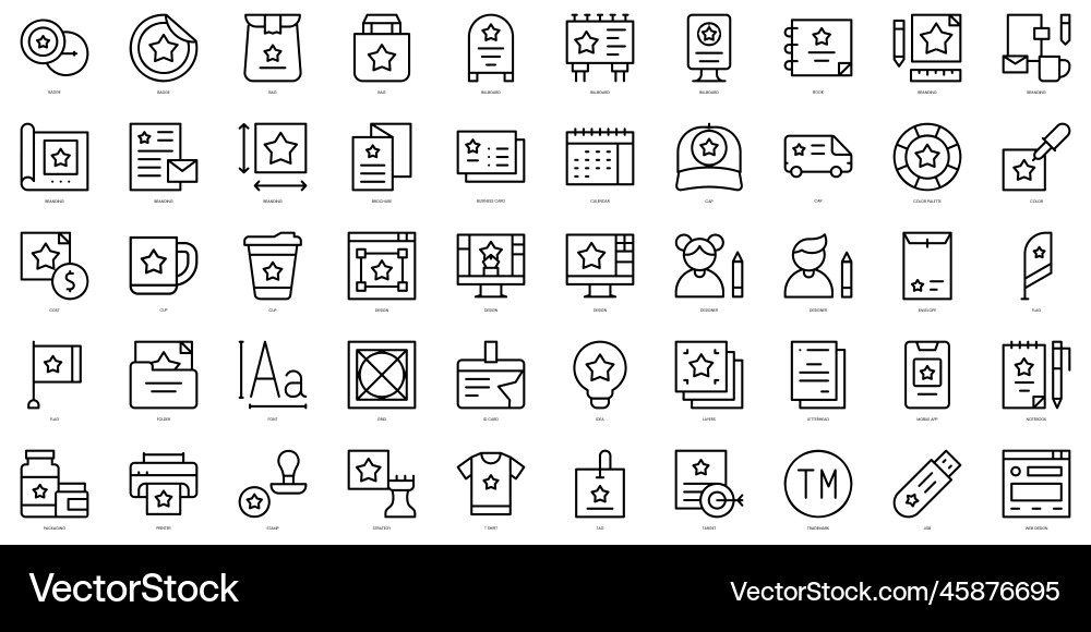Set of thin line branding icons Vector Image