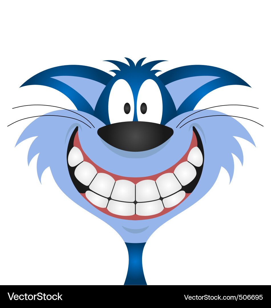 Smiling Cat Face Vector Image