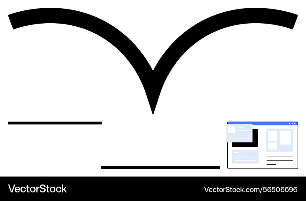 Abstract open book shape with minimalist webpage Abstract open book shape with minimalist webpage vector image