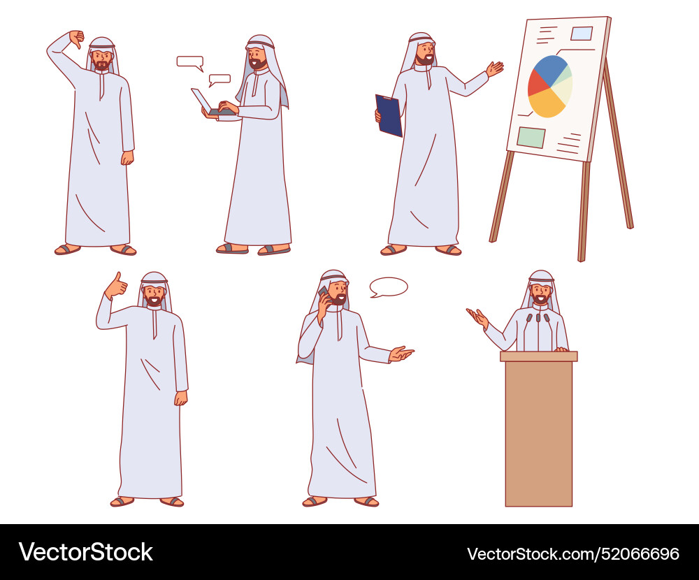 Arabisch business man saudi männliche büro charakter Arabisch business man saudi männliche büro charakter vektorbild