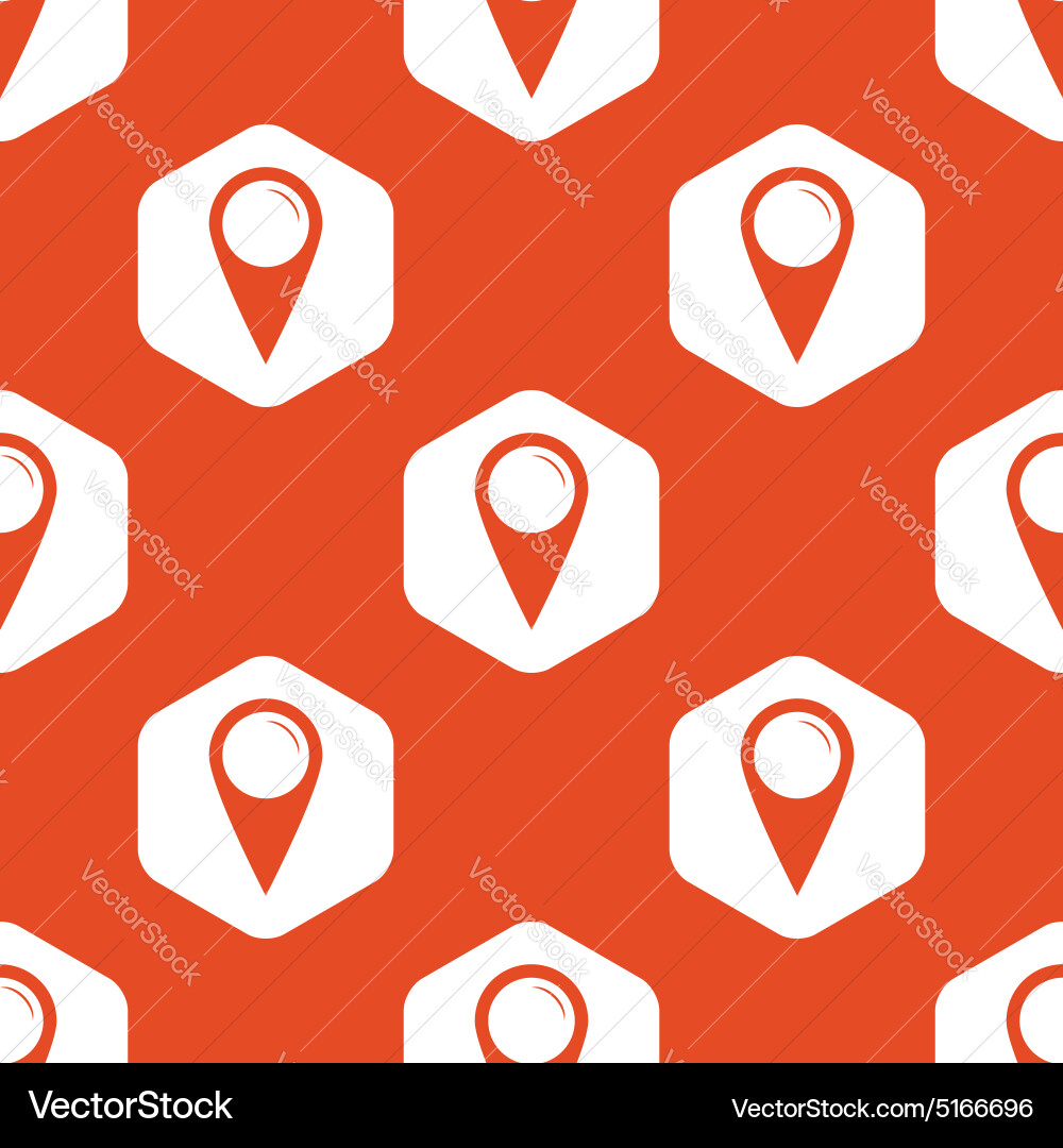 Orange hexagon map marker pattern vector image