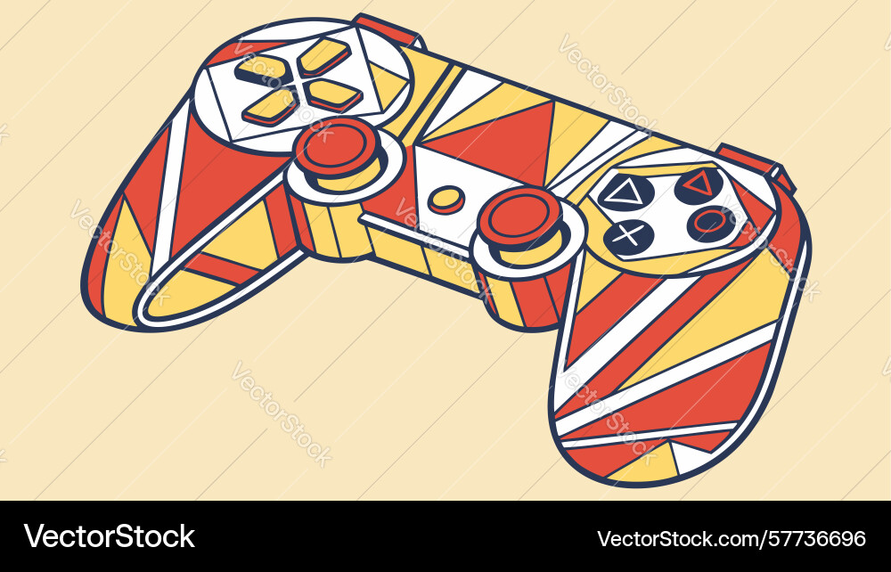 Patterned gaming controller with abstract vector image