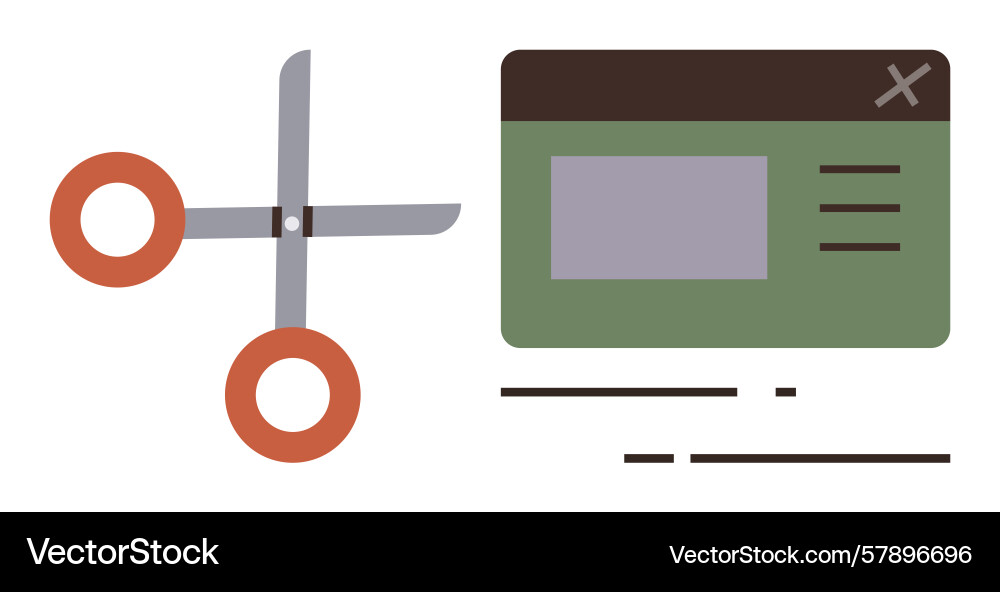 Scissors cutting through web page elements Vector Image