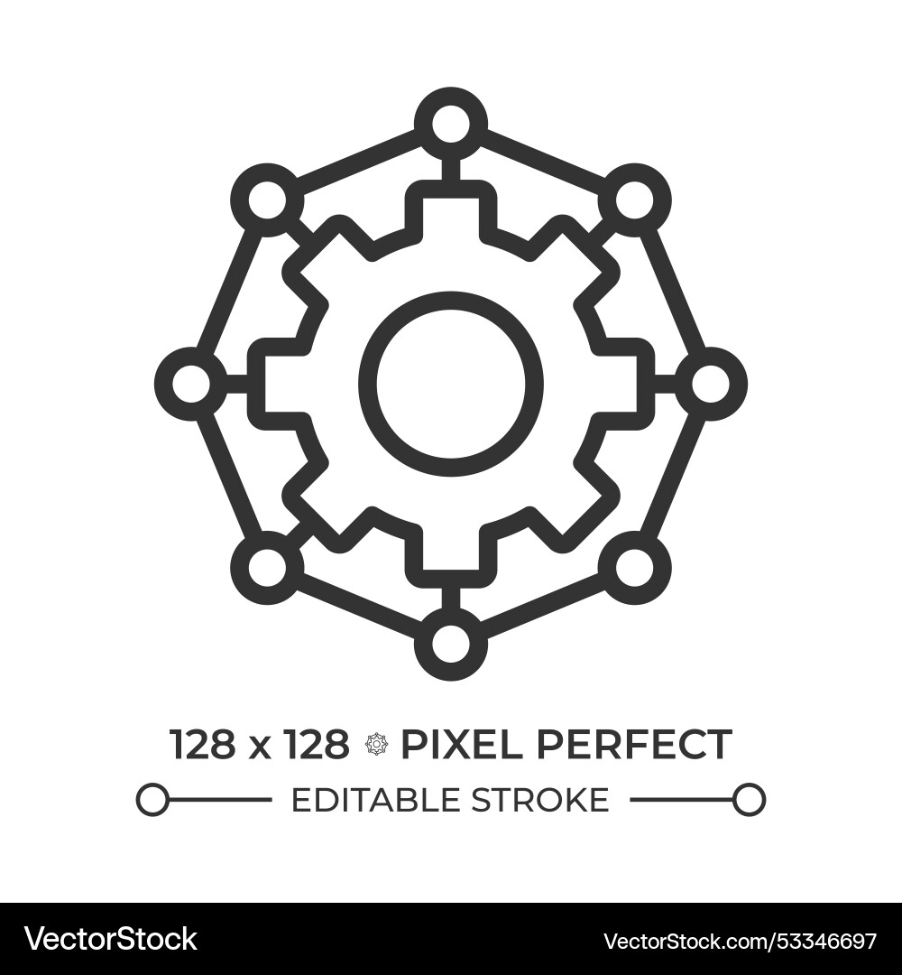 Automation process pixel perfect linear icon Vector Image