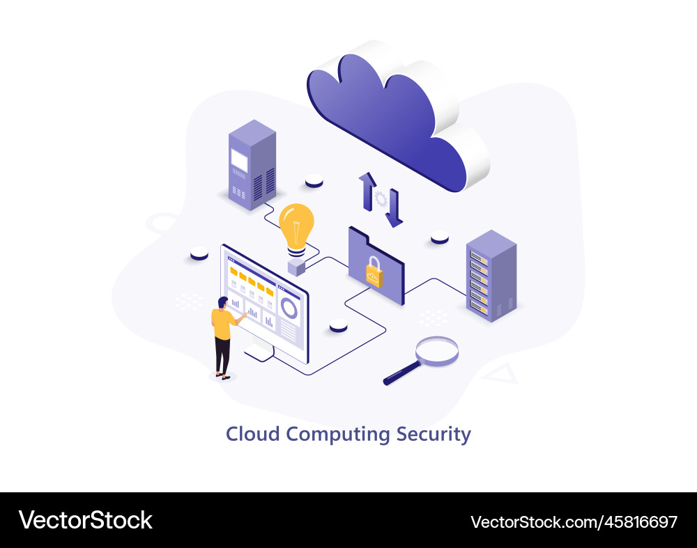 Cloud server data protectionplatform in isometric vector image