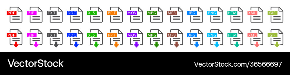 File Format Icons - Diverse Extensions vector image