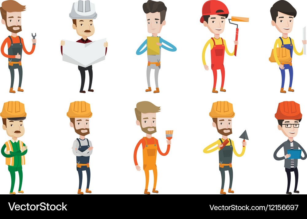 Set of constructors and builders characters Vector Image