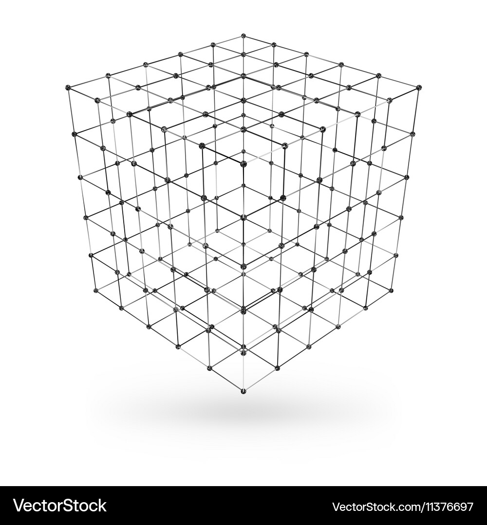 Wireframe Cube Geometry Vector Image